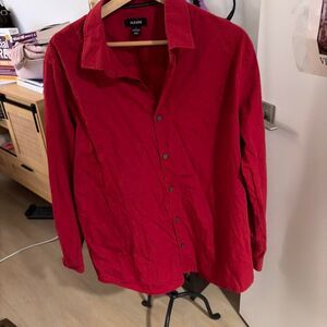 Alfani Men's Deep Red Textured Long Sleeve Button Down Shirt Size Large